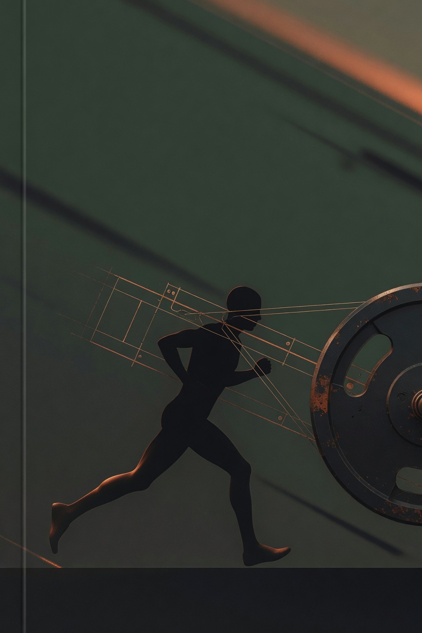 The Kench Method book cover: runner silhouette and barbell plate